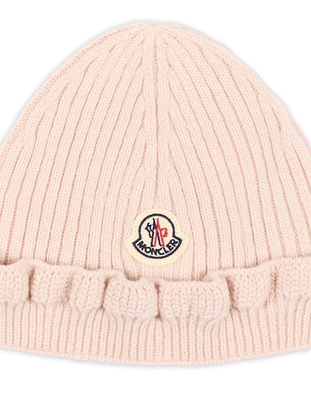 Cappello per neonata Moncler Kids rosa con motivo a coste L29513B00004M4281 51M MONCLER KIDS 