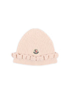 Cappello per neonata Moncler Kids rosa con motivo a coste L29513B00004M4281 51M MONCLER KIDS 