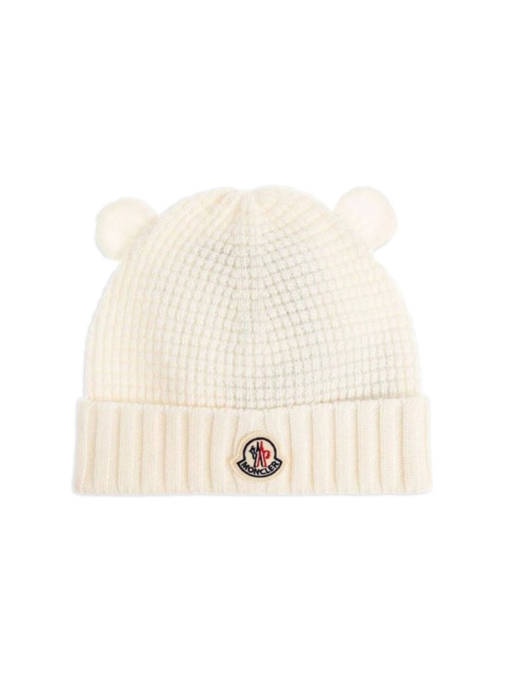 Berretto per neonati Moncler Kids bianco con applicazione orecchie L29513B00005M1131 040 MONCLER KIDS 