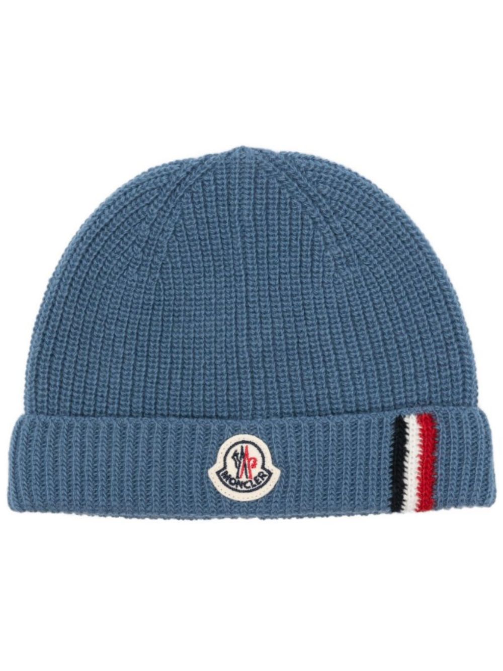 Berretto per neonati Moncler Enfant blu con lavorazione in maglia a coste L29513B00007M1241 71G MONCLER KIDS 