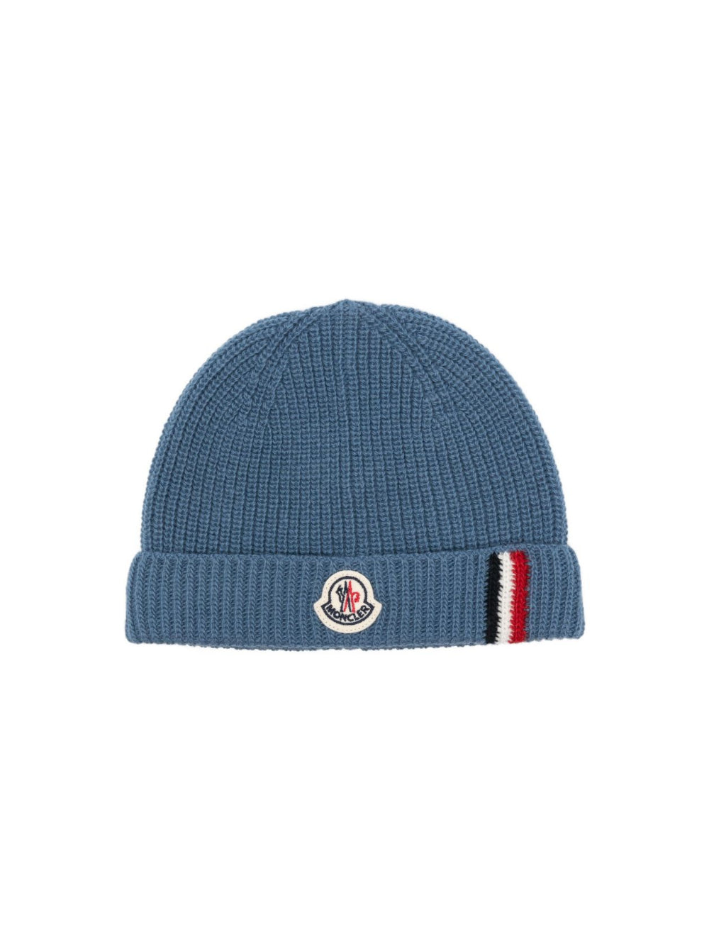 Berretto per neonati Moncler Enfant blu con lavorazione in maglia a coste L29513B00007M1241 71G MONCLER KIDS 