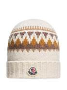 Berretto Fair Isle per bambini Moncler Kids bianco con lavorazione Fair Isle L29513B00009M4281 034 MONCLER KIDS 