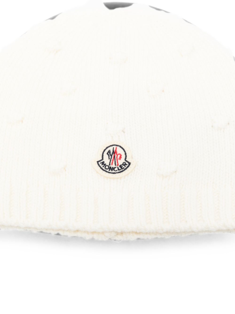 Berretto per neonata Moncler Kids bianco con dettagli pon pon L29513B00010M4281 035 MONCLER KIDS 