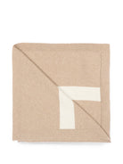 Coperta per neonati Moncler Kids beige con logo intarsiato L29513G00005M4281 21E MONCLER KIDS 