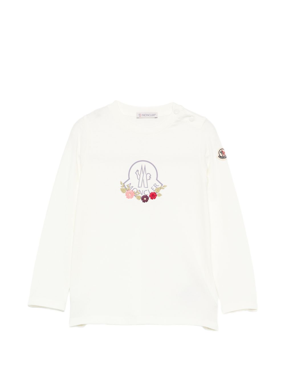T-shirt per neonata Moncler Kids bianca con applicazioni L29518D0000689AUM 034 MONCLER KIDS 