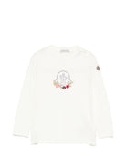 T-shirt per neonata Moncler Kids bianca con applicazioni L29518D0000689AUM 034 MONCLER KIDS 