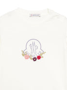 T-shirt per neonata Moncler Kids bianca con applicazioni L29518D0000689AUM 034 MONCLER KIDS 