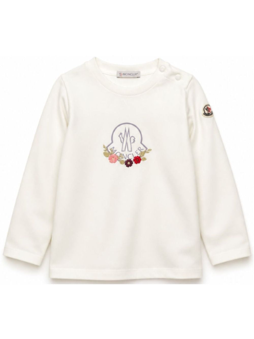 T-shirt per neonata Moncler Kids bianca con applicazioni L29518D0000689AUM 034 MONCLER KIDS 