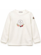 T-shirt per neonata Moncler Kids bianca con applicazioni L29518D0000689AUM 034 MONCLER KIDS 