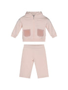 Set tuta sportiva per neonata Moncler Kids rosa con logo ricamato sul davanti L29518M0001389A23 529 MONCLER KIDS 
