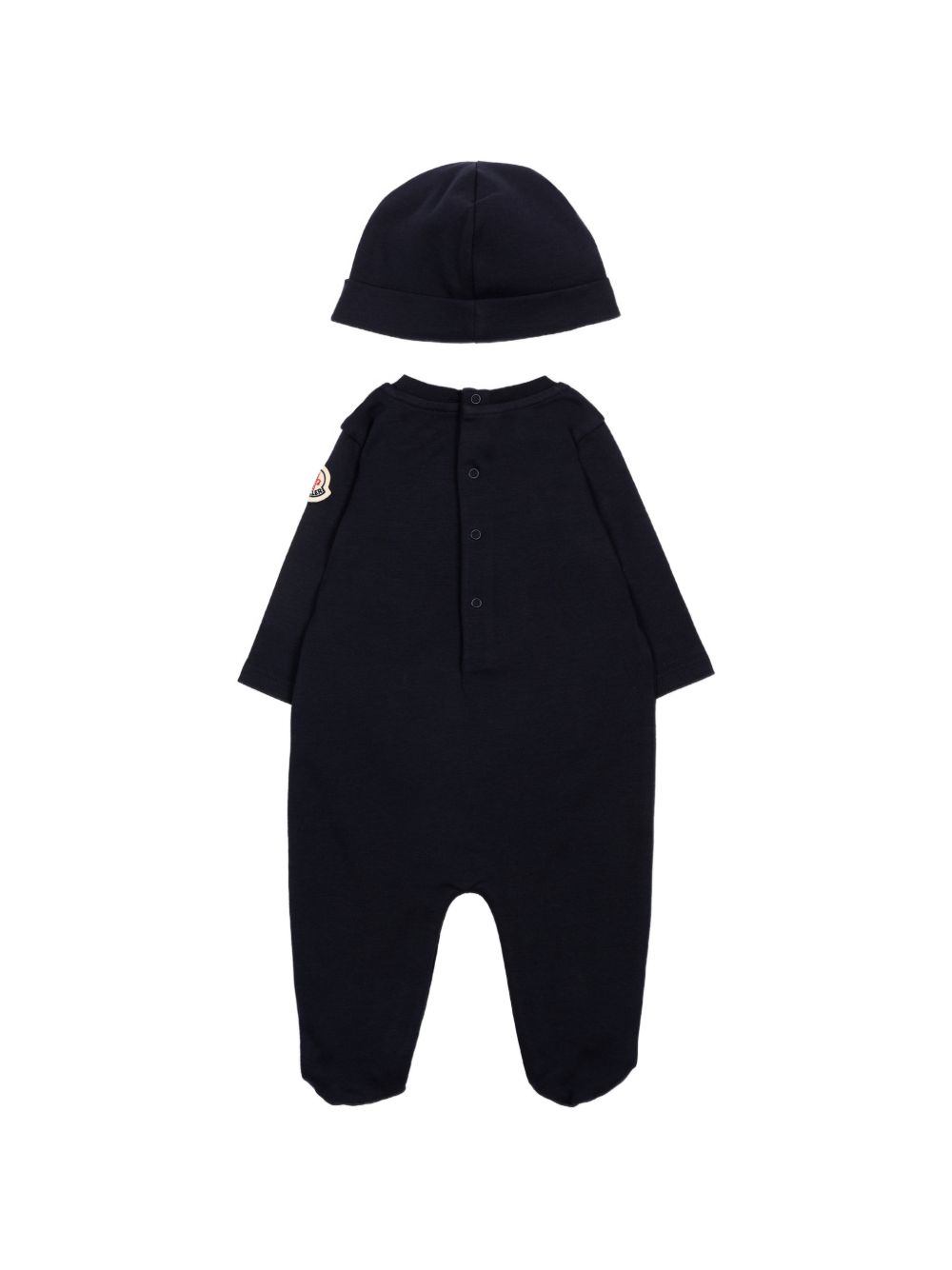 Tutina e berretto per neonati Moncler Kids blu con ricamo logo sul davanti L29518P000018392E 778 MONCLER KIDS 