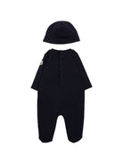 Tutina e berretto per neonati Moncler Kids blu con ricamo logo sul davanti L29518P000018392E 778 MONCLER KIDS 