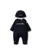Tutina e berretto per neonati Moncler Kids blu con ricamo logo sul davanti L29518P000018392E 778 MONCLER KIDS 