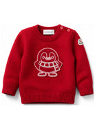 Maglione per neonato Moncler Kids rosso con motivo pinguino L29519C00002M4281 457 MONCLER KIDS 
