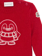 Maglione per neonato Moncler Kids rosso con motivo pinguino L29519C00002M4281 457 MONCLER KIDS 