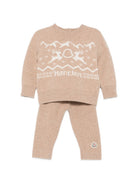 Completo maglione e pantaloni per neonati Moncler Kids beige con intarsi L29519E00002M4281 21E MONCLER KIDS 