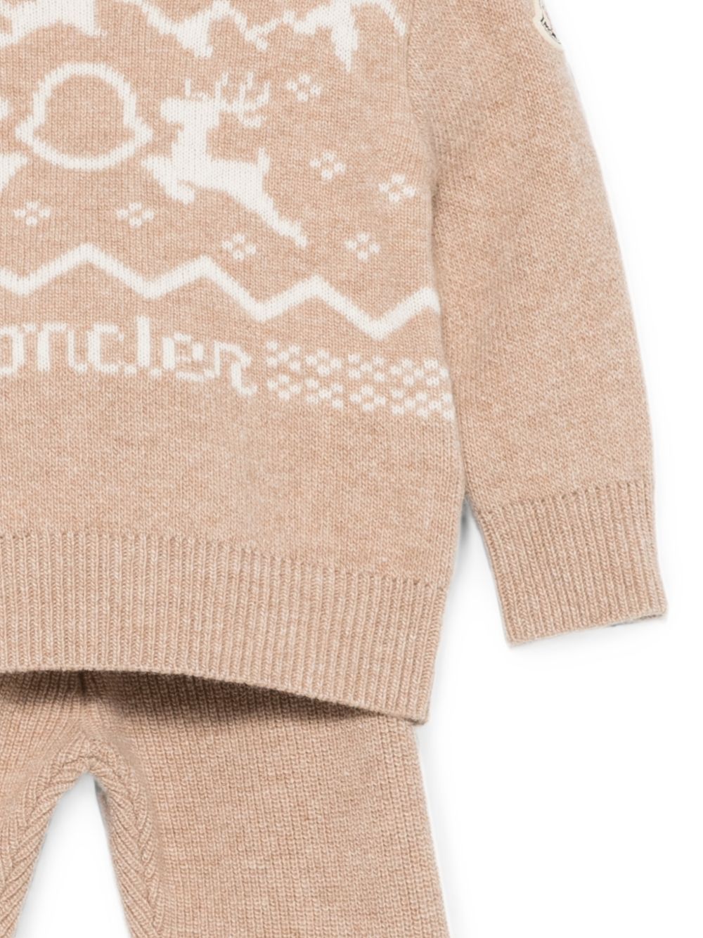 Completo maglione e pantaloni per neonati Moncler Kids beige con intarsi L29519E00002M4281 21E MONCLER KIDS 