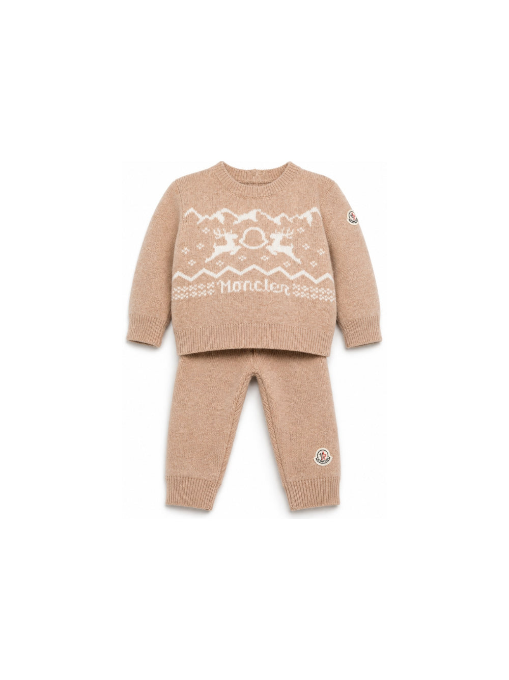 Completo maglione e pantaloni per neonati Moncler Kids beige con intarsi L29519E00002M4281 21E MONCLER KIDS 