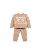 Completo maglione e pantaloni per neonati Moncler Kids beige con intarsi L29519E00002M4281 21E MONCLER KIDS 