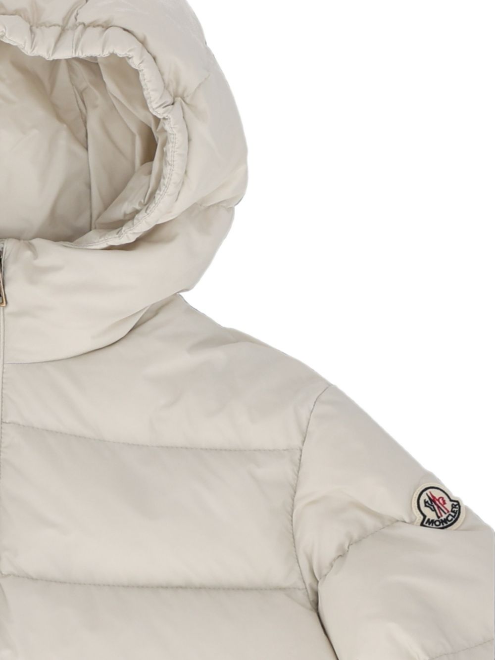 Giacca imbottita per bambini Moncler Kids beige con patch logo sul braccio L29541A0003353A5E 203 MONCLER KIDS 