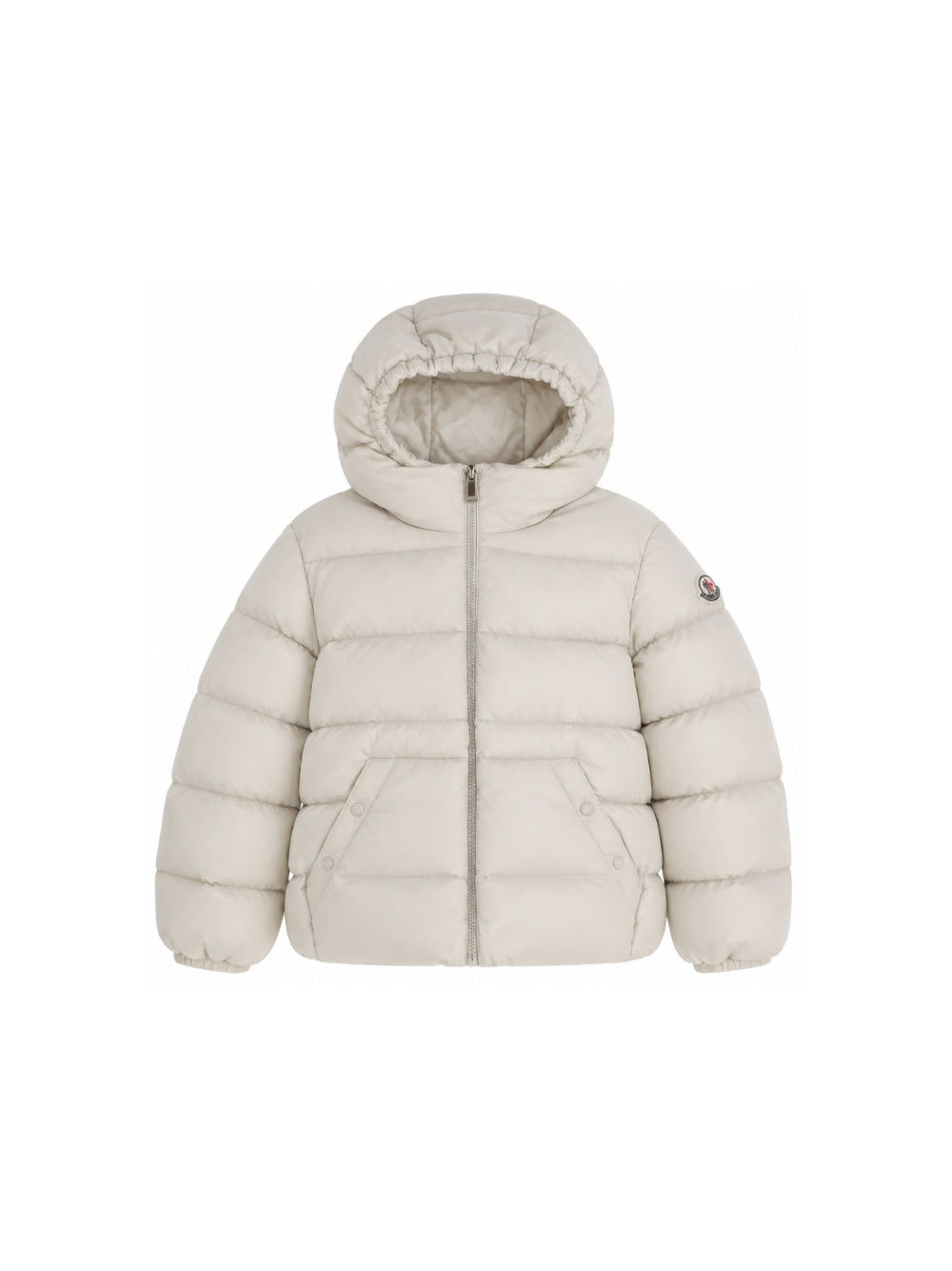 Giacca imbottita per bambini Moncler Kids beige con patch logo sul braccio L29541A0003353A5E 203 MONCLER KIDS 