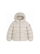 Giacca imbottita per bambini Moncler Kids beige con patch logo sul braccio L29541A0003353A5E 203 MONCLER KIDS 