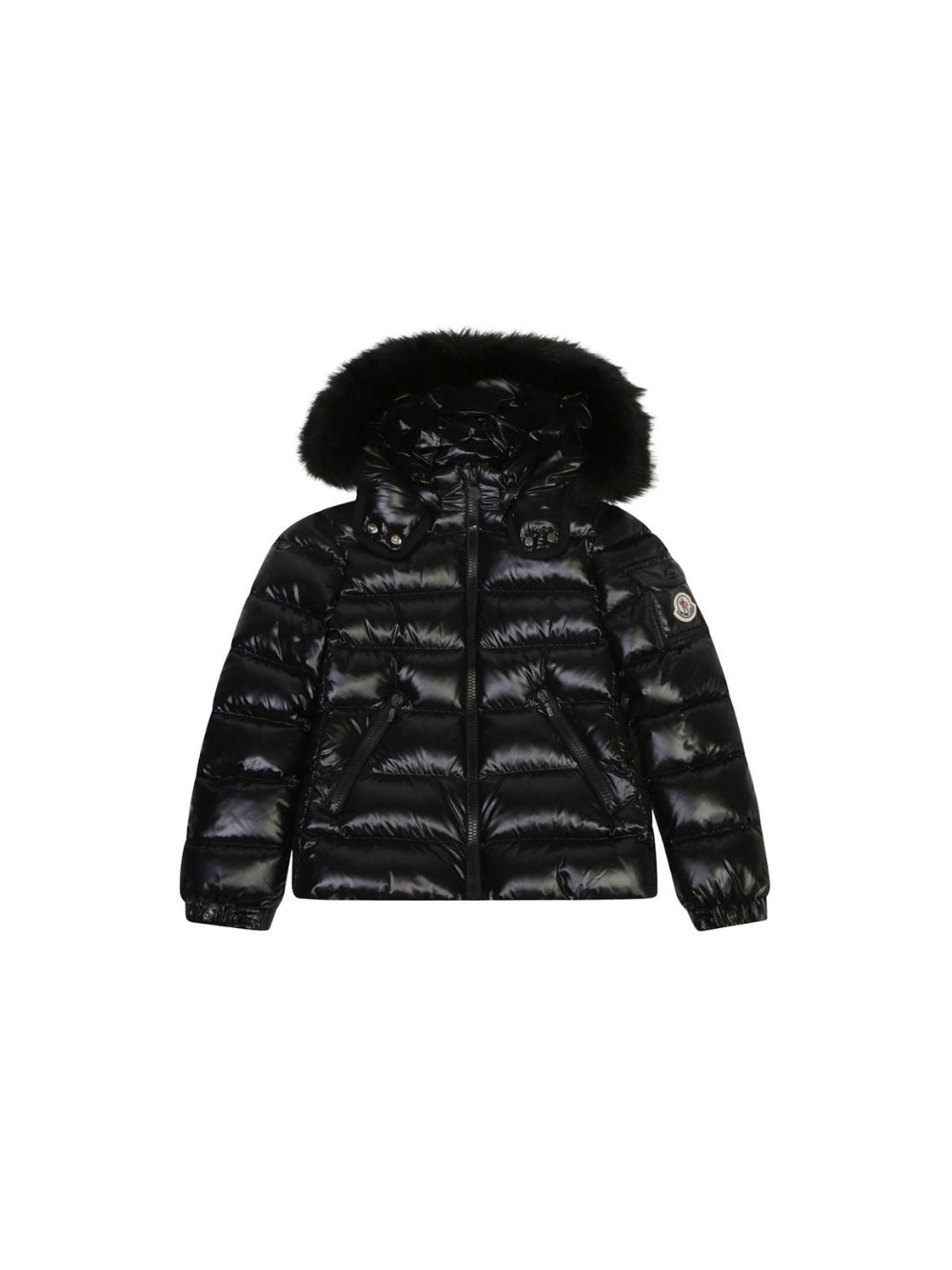 Piumino Badyf per bambino Moncler Kids nero con cappuccio con bordo in finta pelliccia L29541A00054597Z8 999 MONCLER KIDS 