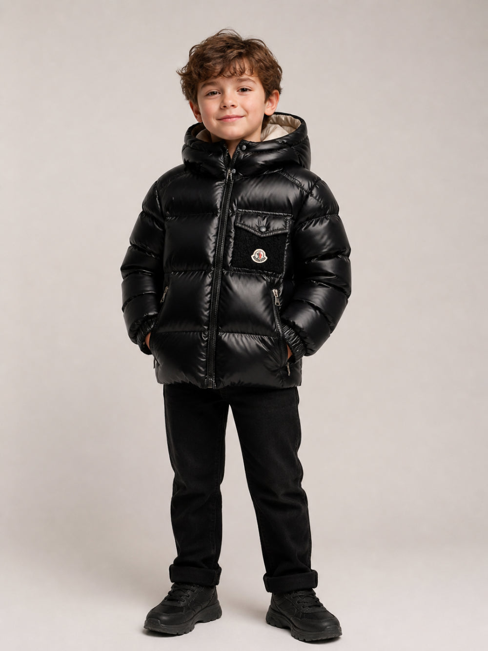 Giubbino Yule per bambino Moncler Kids nero con design imbottito L29541A00066597YX 778 MONCLER KIDS 