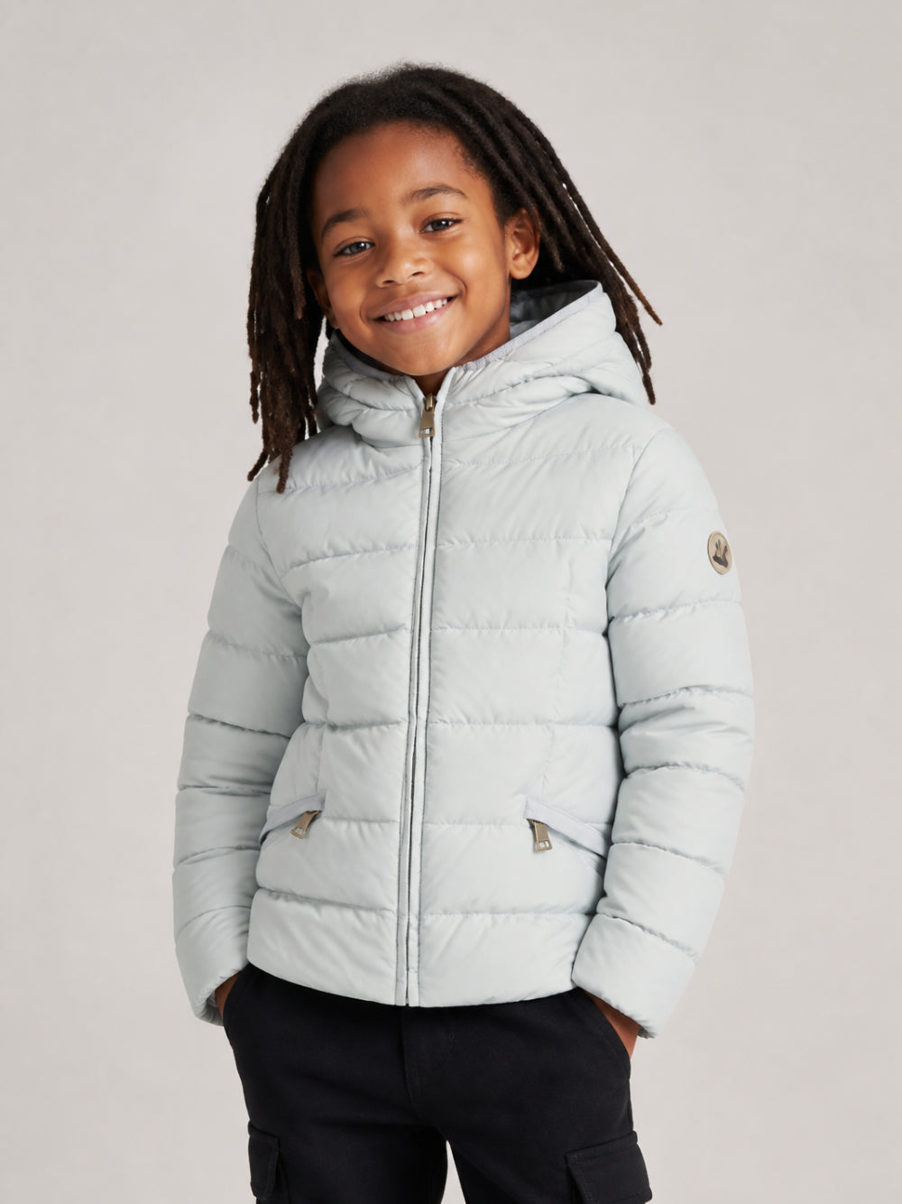 Giubbino per bambino Moncler Kids azzurro con design imbottito L29541A0007253A5E 70C MONCLER KIDS 