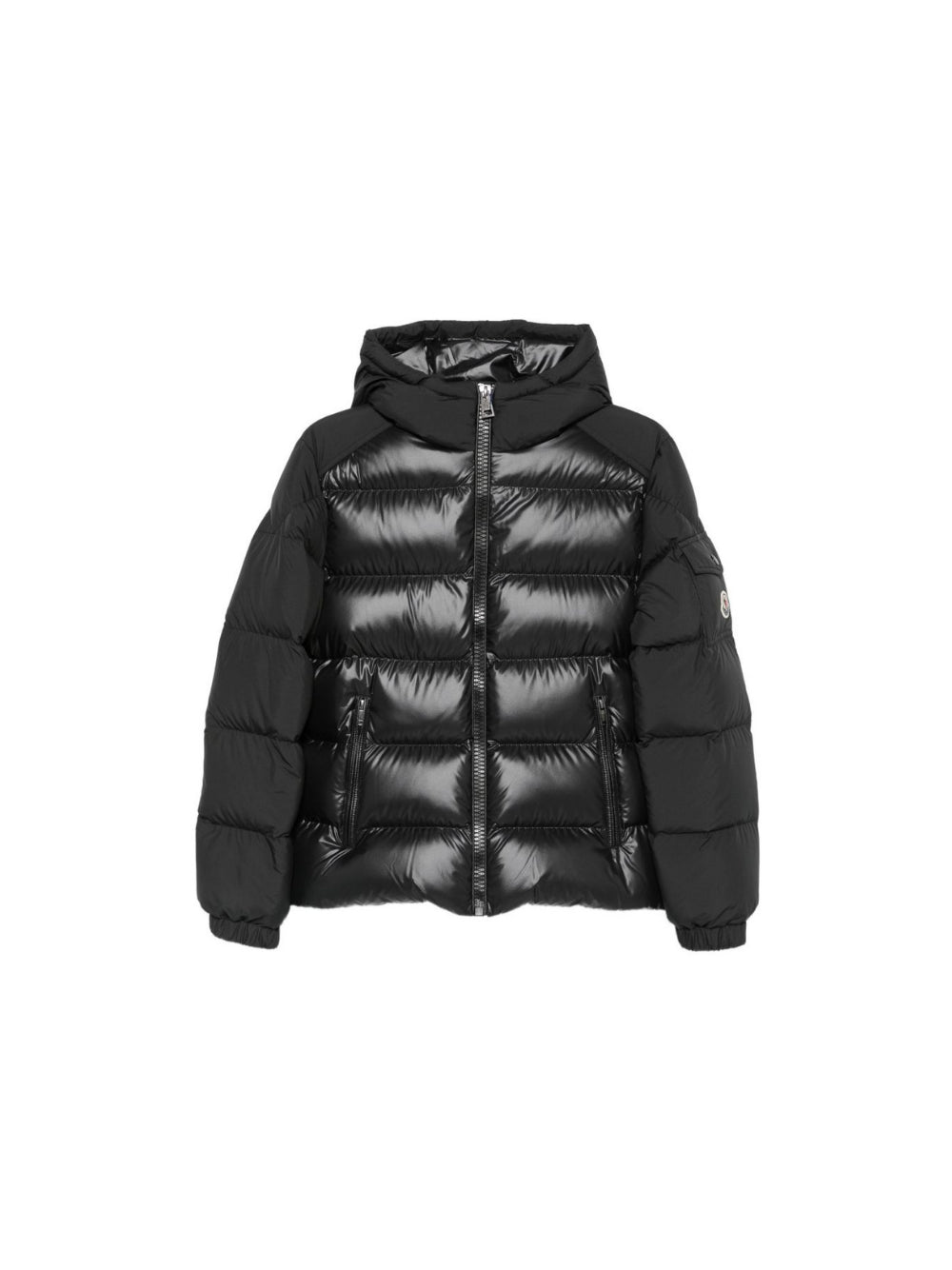 Giubbino Hyoseris per bambino Moncler Kids nero con effetto glossy L29541A00076597YX 999 MONCLER KIDS 