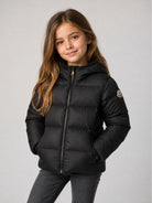 Piumino Beulah per bambina Moncler Kids nero con cappuccio regolabile L29541A00118597YW 999 MONCLER KIDS 