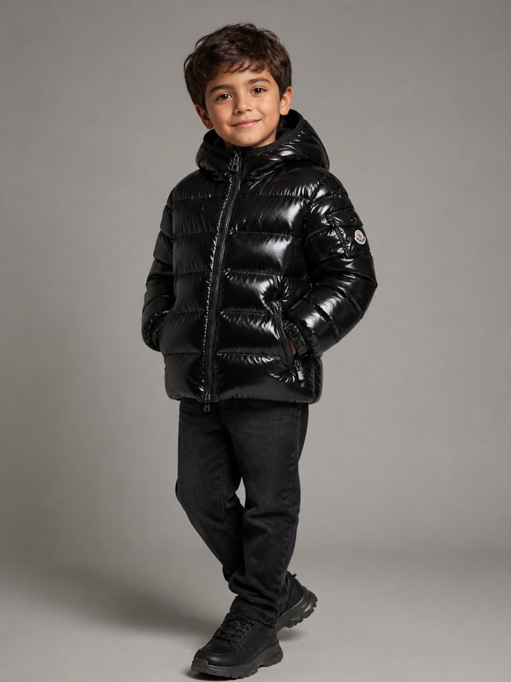 Giubbino Maya per bambini Moncler Enfant nero con modello imbottito L29541A1252068950 999 MONCLER KIDS 