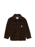 Giacca per bambino Moncler Enfant marrone con patch logo e texture in pile L29542F00007809BY 256 MONCLER KIDS 
