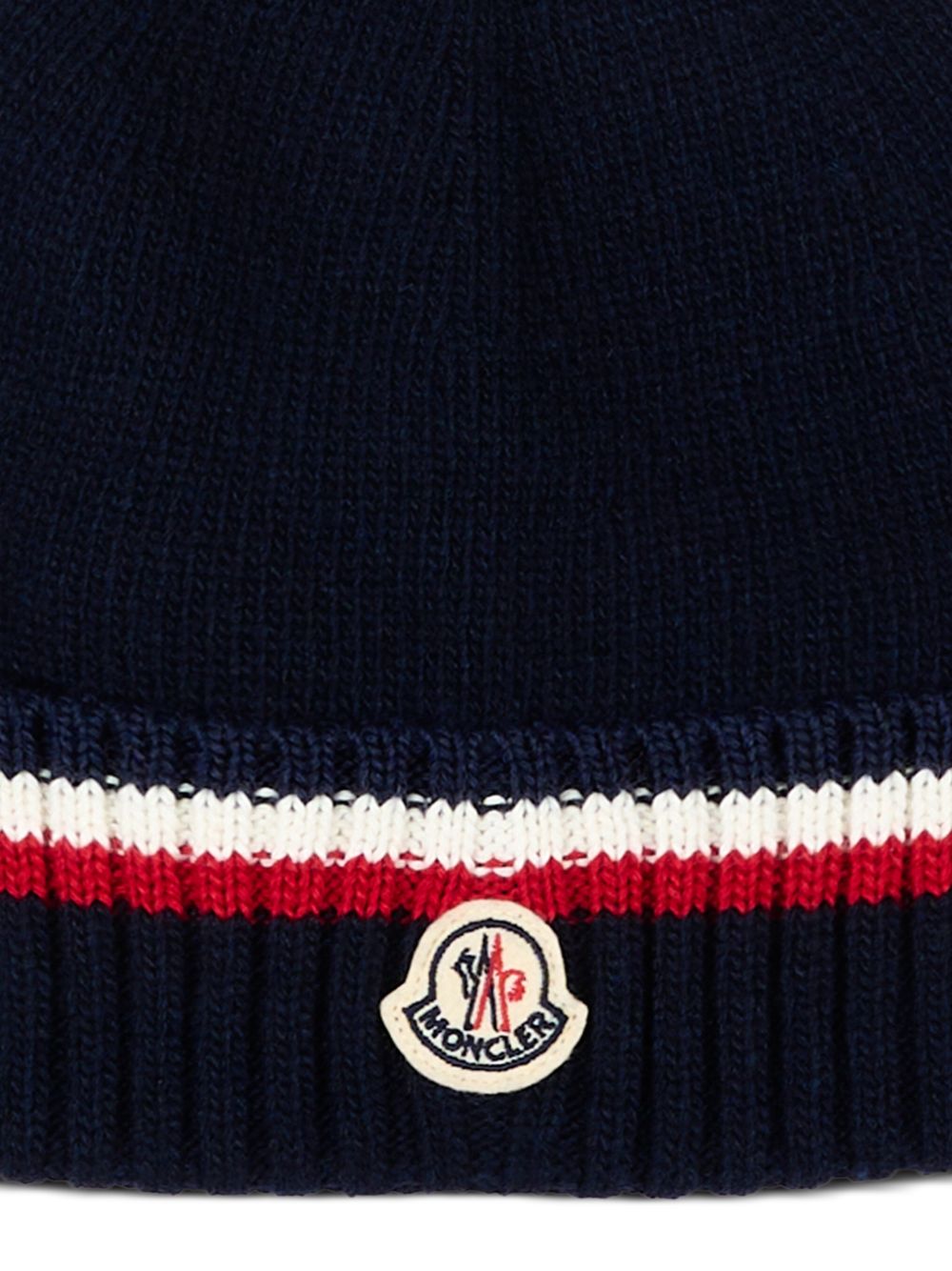 Berretto per bambino Moncler Enfant blu a righe con applicazione L29543B00001M4281 745 MONCLER KIDS 