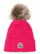 Cappello per bambina Moncler Enfant fucsia con ponpon L29543B00007A9327 N55 MONCLER KIDS 