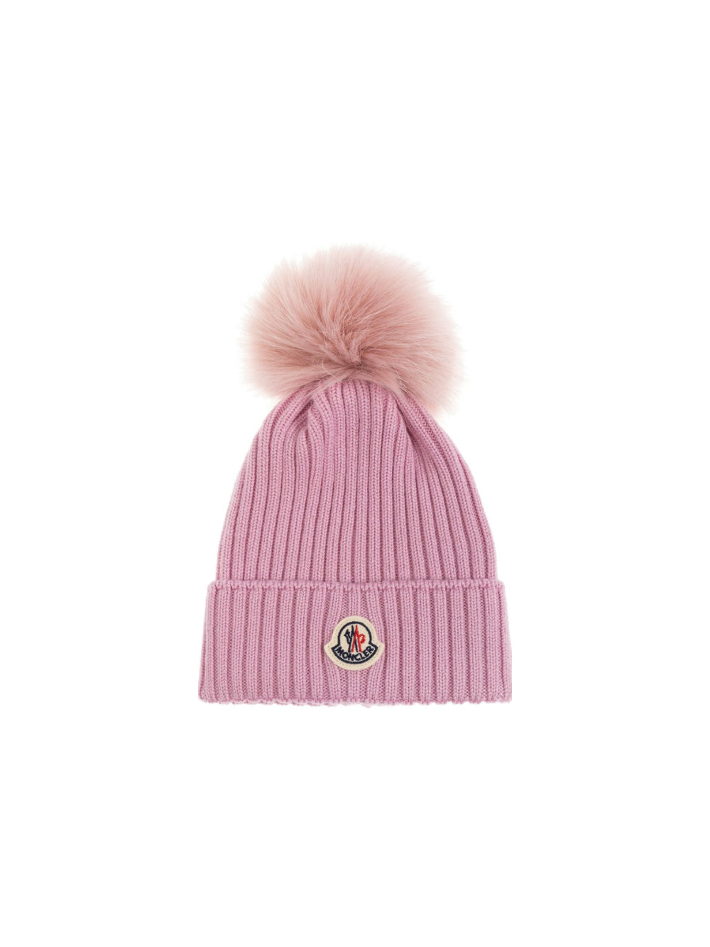 Berretto per bambina Moncler Kids rosa con applicazione pompon L29543B00007M1131 51F MONCLER KIDS 
