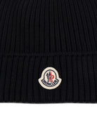 Berretto per bambini Moncler Kids nero con applicazione logo L29543B00009M1131 999 MONCLER KIDS 