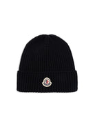 Berretto per bambini Moncler Kids nero con applicazione logo L29543B00009M1131 999 MONCLER KIDS 