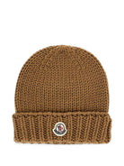 Cappello per bambino Moncler Kids marrone con logo ricamato sul davanti L29543B00017M1172 248 MONCLER KIDS 