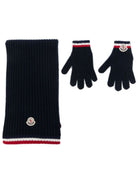 Set sciarpa e guanti per bambini Moncler Enfant blu con logo ricamato L29543G00002M4281 745 MONCLER KIDS 
