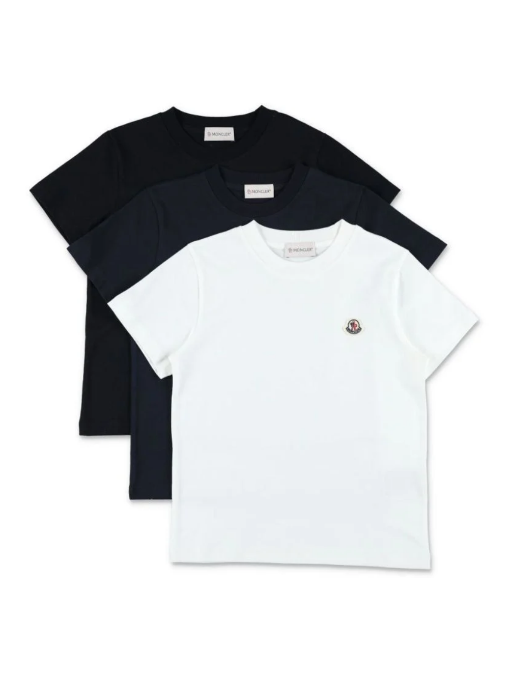 Set di tre t-shirt per bambino Moncler Enfant multicolore con dettaglio logo L29548C0001389AT9 3P1 MONCLER KIDS 