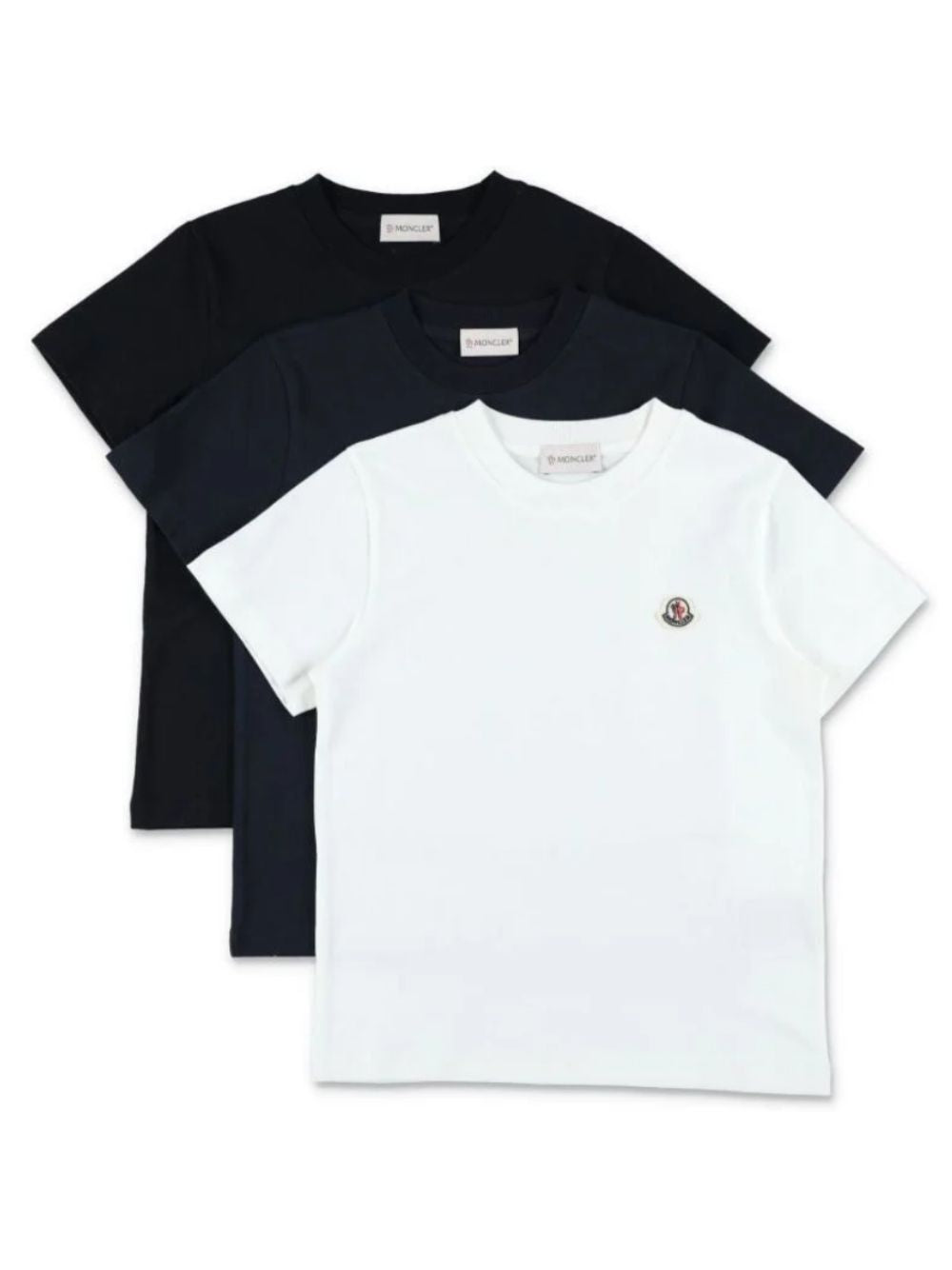 Set di tre t-shirt per bambino Moncler Enfant multicolore con dettaglio logo L29548C0001389AT9 3P1 MONCLER KIDS 