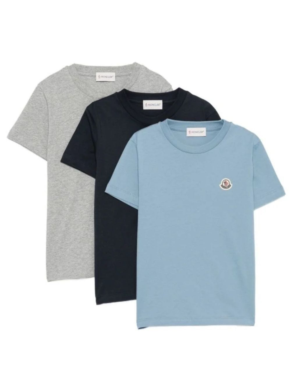 Set di tre t-shirt per bambino Moncler Enfant multicolore con logo sul davanti L29548C0001389AT9 3P9 MONCLER KIDS 