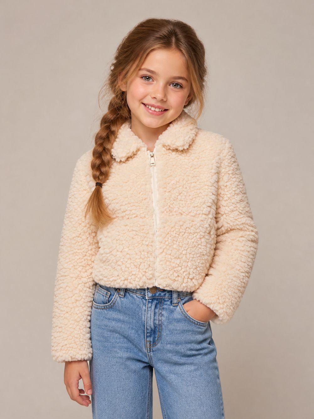 Giubbino per bambina Moncler Kids bianco in tinta pelliccia L29548G0003489B1S 036 MONCLER KIDS 