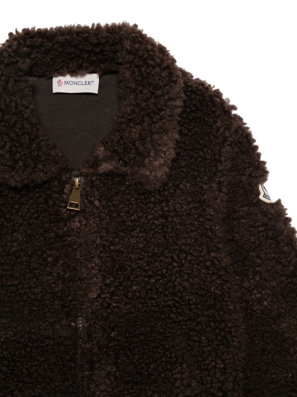 Giacca per bambina Moncler Enfant marrone con texture effetto montone L29548G0003489B1S 259 MONCLER KIDS 