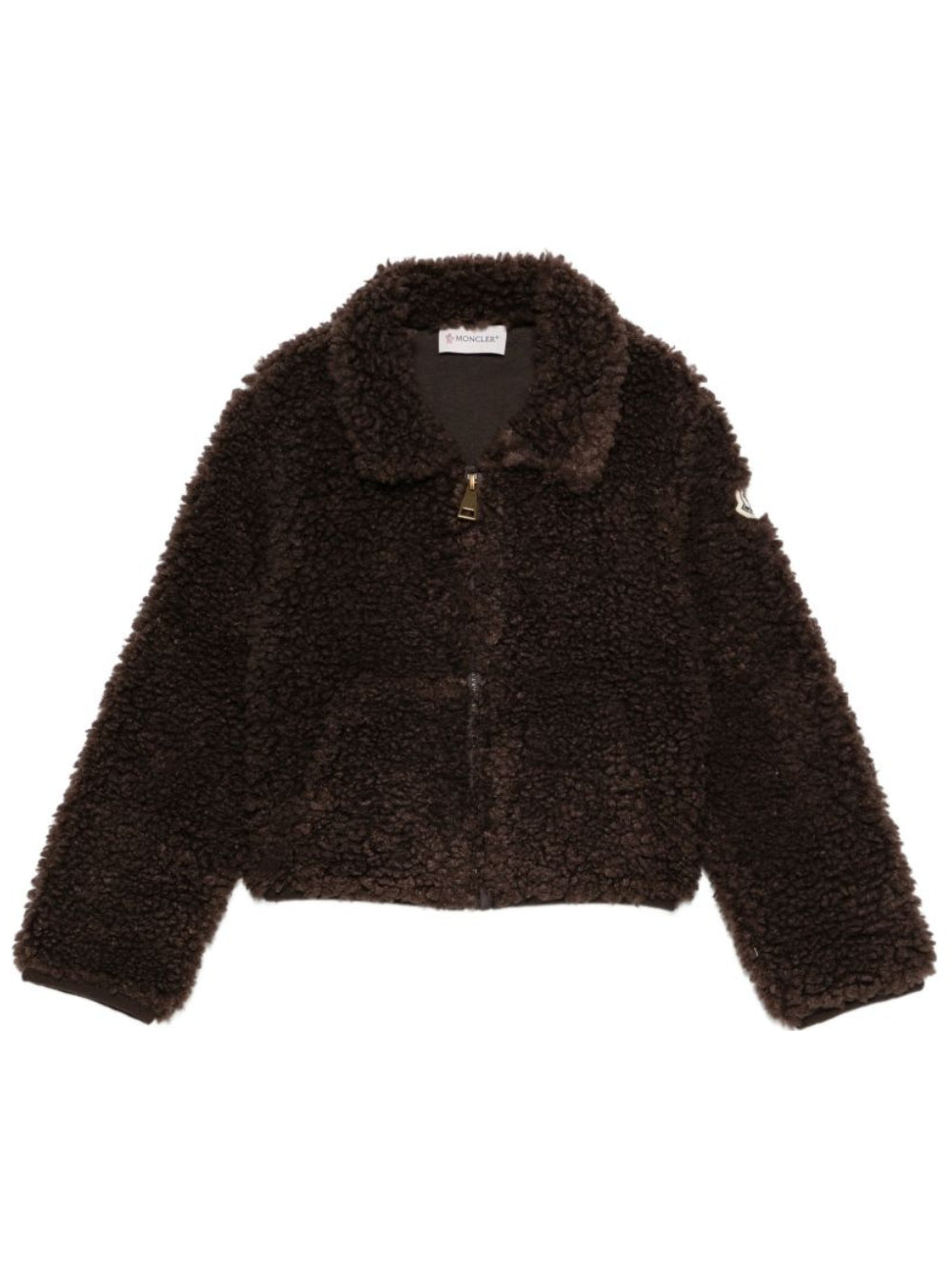 Giacca per bambina Moncler Enfant marrone con texture effetto montone L29548G0003489B1S 259 MONCLER KIDS 