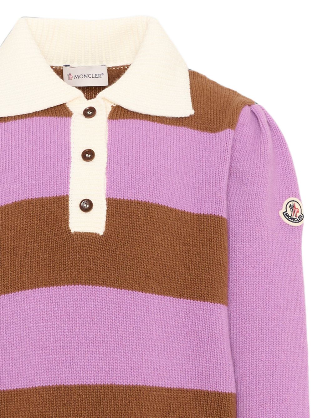 Maglione per bambina Moncler Kids viola e marrone con motivo a righe L29549A00001M4281 P52 MONCLER KIDS 