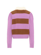 Maglione per bambina Moncler Kids viola e marrone con motivo a righe L29549A00001M4281 P52 MONCLER KIDS 