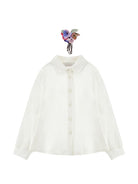 Camicia per bambina Monnalisa Kids bianca con applicazione fiori sul collo 11H300 8109 0001 MONNALISA KIDS 