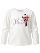 T-shirt per bambina Monnalisa Kids bianca con applicazione a fiori 11H608 8201 0001 MONNALISA KIDS 